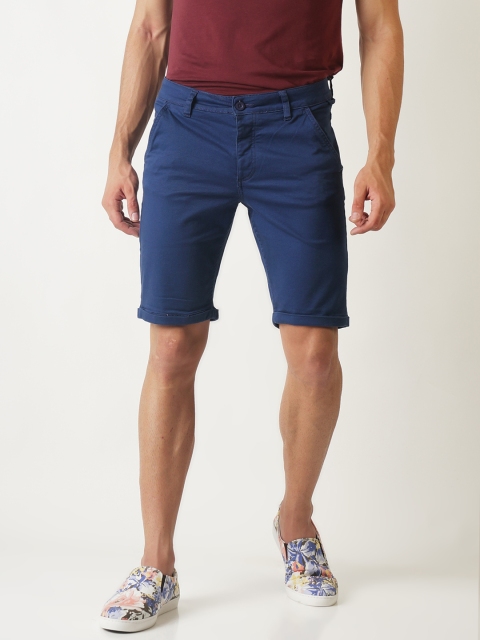 

Blue Saint Men Blue Solid Slim Fit Chino Shorts