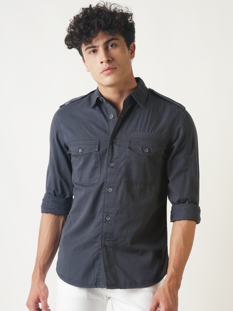 

Blue Saint Men Charcoal Smart Slim Fit Solid Casual Shirt