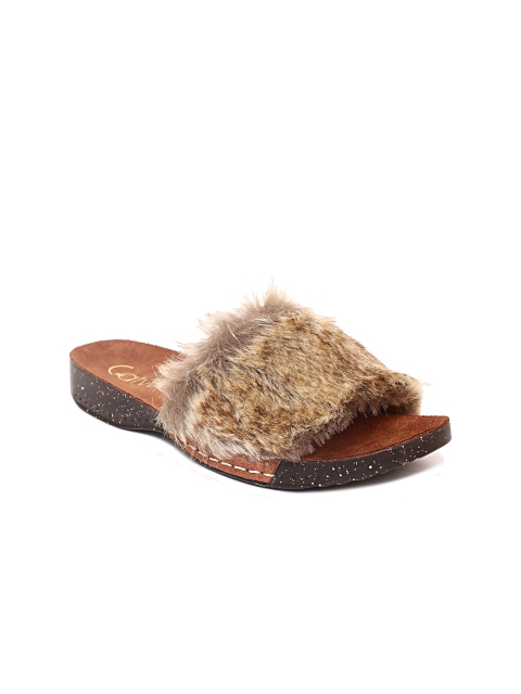 

Catwalk Women Brown Faux Fur Open Toe Flats