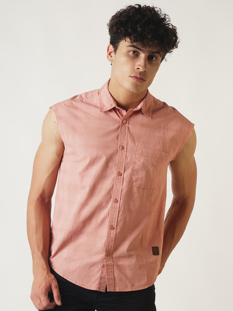 

Blue Saint Men Peach-Coloured Smart Slim Fit Solid Casual Shirt