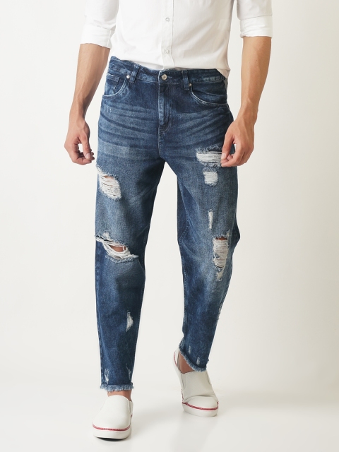 

Blue Saint Men Blue Relaxed Fit Mid-Rise Highly Distressed Jeans