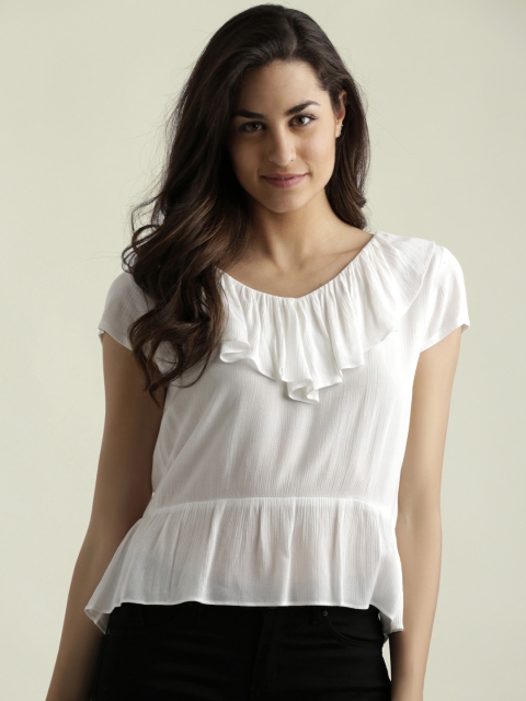 

Miss Chase Women White Solid Peplum Top