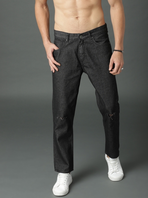 

Roadster Men Black Slim Fit Mid-Rise Slash Knee Jeans
