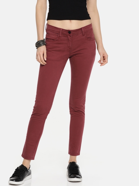 

Roadster Women Maroon Skinny Fit Mid-Rise Clean Look Stretchable Jeans