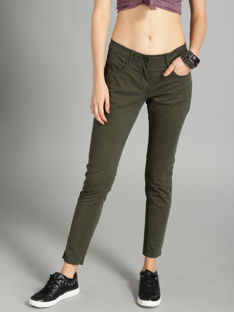 

Roadster Women Olive Green Skinny Fit Trousers