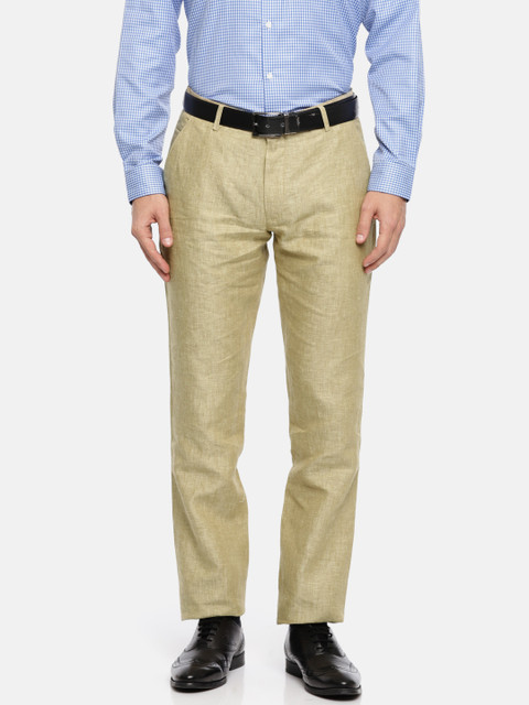 

Louis Park Men Beige Tailored Slim Fit Solid Regular Linen Trousers