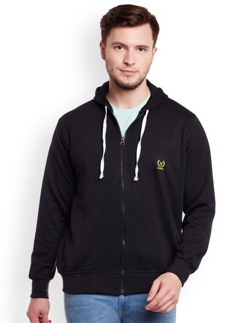

VIMAL JONNEY Men Black Solid Hooded Sweatshirt