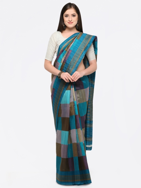 

Saree mall Blue Printed Khadi Saree