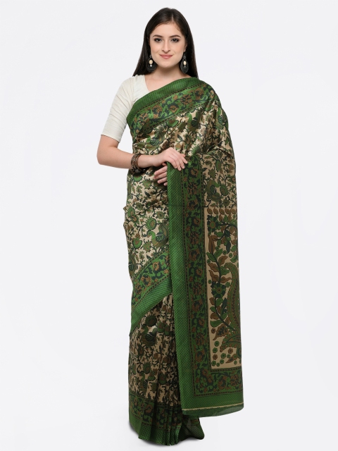 

Saree mall Green & Beige Printed Khadi Saree