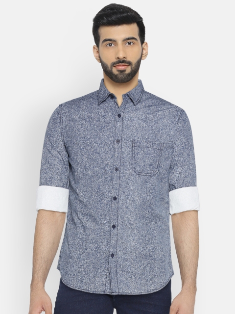 

SPYKAR Men Navy Blue Regular Fit Printed Casual Shirt