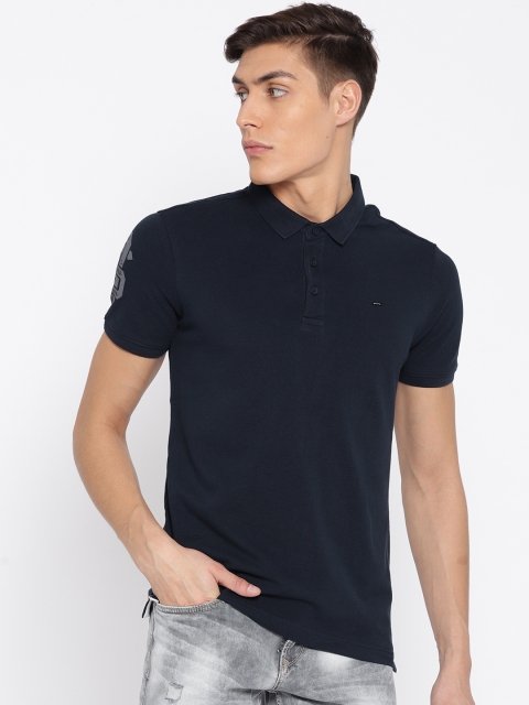 

SPYKAR Men Navy Blue Solid Polo Collar T-shirt