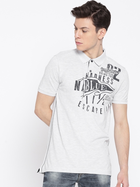 

SPYKAR Men Grey Melange Printed Polo Collar T-shirt