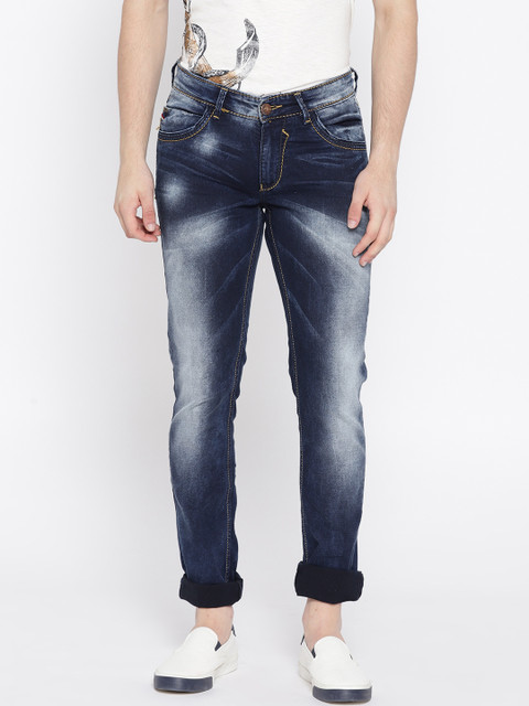 

SPYKAR Men Navy Blue Skinny Fit Low-Rise Clean Look Stretchable Jeans