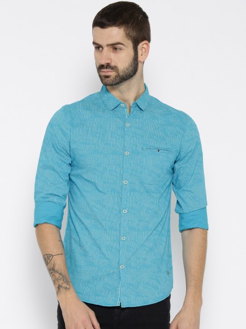 

SPYKAR Men Blue Regular Fit Printed Casual Shirt