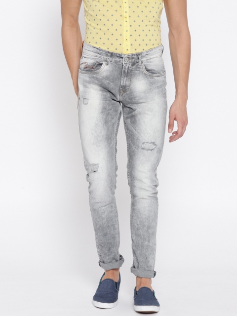 

SPYKAR Men Grey Skinny Fit Low-Rise Low Distress Stretchable Jeans