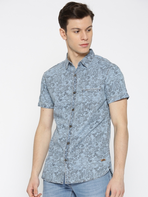 

SPYKAR Men Blue Regular Fit Printed Denim Shirt