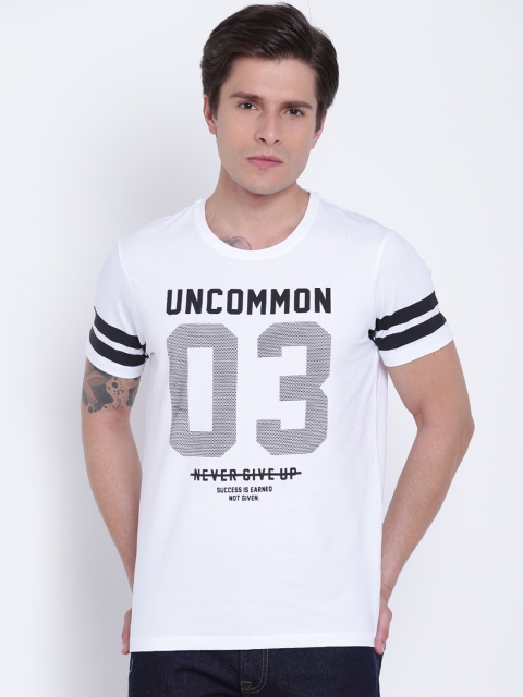 

SPYKAR Men White Printed Round Neck T-shirt
