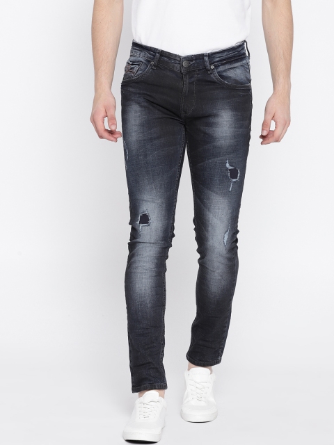 

SPYKAR Men Navy Blue Super Super Skinny Fit Low-Rise Low Distress Stretchable Jeans