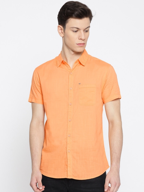 

SPYKAR Men Orange Standard Slim Fit Solid Casual Shirt