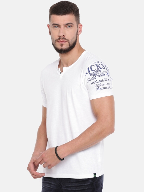 

SPYKAR Men White Solid Henley Neck T-shirt