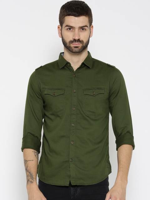 

SPYKAR Men Green Regular Fit Solid Casual Shirt