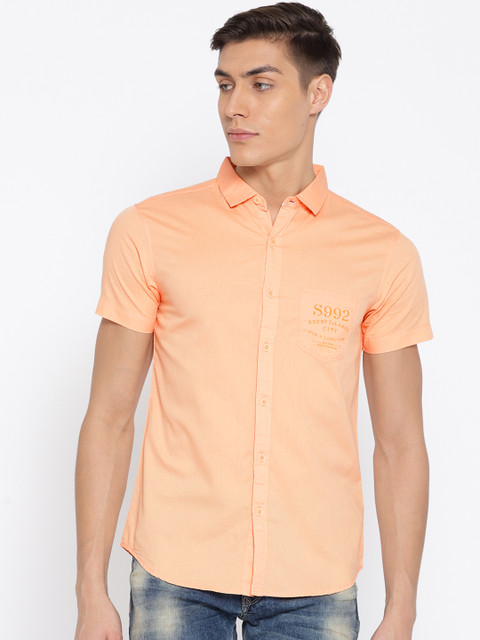 

SPYKAR Men Orange Slim Fit Solid Casual Shirt