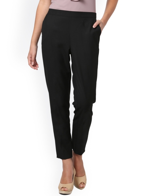 

Allen Solly Woman Women Black Regular Fit Solid Cigarette Trousers
