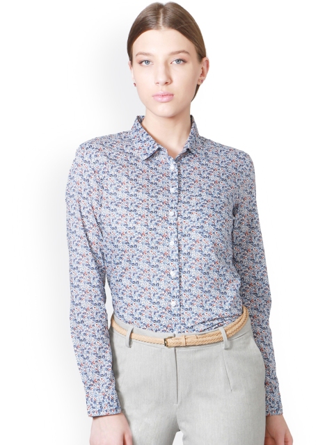 

Allen Solly Woman Women Blue Regular Fit Printed Formal Shirt