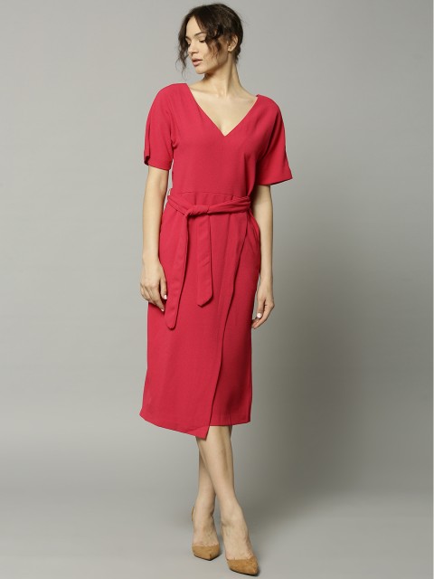 

Marks & Spencer Women Red Solid A-Line Dress