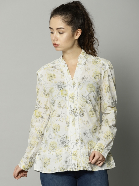 

Marks & Spencer Women Off-White & Yellow Regular Fit Printed Casual Shirt