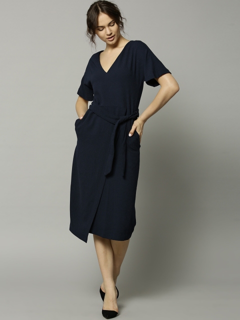 

Marks & Spencer Women Navy Blue Solid A-Line Dress