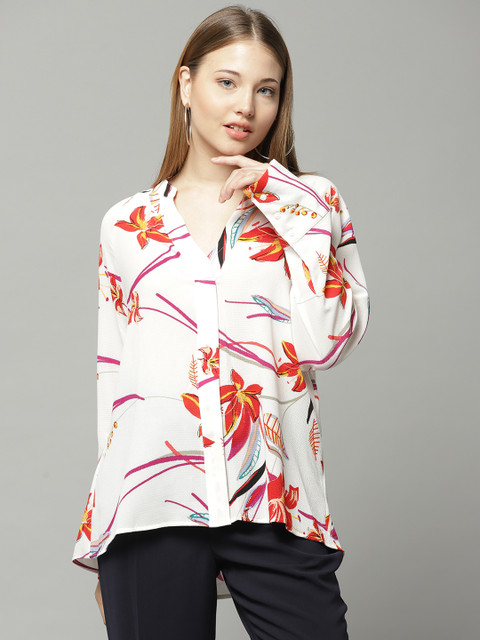 

Marks & Spencer Women Pink & Red Regular Fit Printed Casual Shirt
