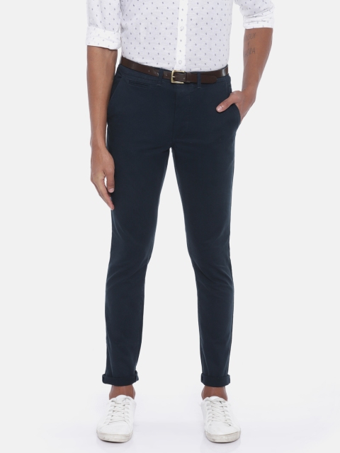 

Jack & Jones Men Navy Blue Regular Fit Solid Chinos