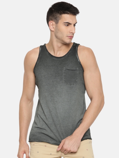 

Jack & Jones Men Charcoal Grey Faded Round Neck T-shirt