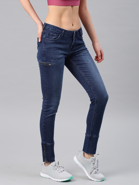 

HRX by Hrithik Roshan Women Blue Skinny Fit Mid-Rise Clean Look Stretchable Jeans