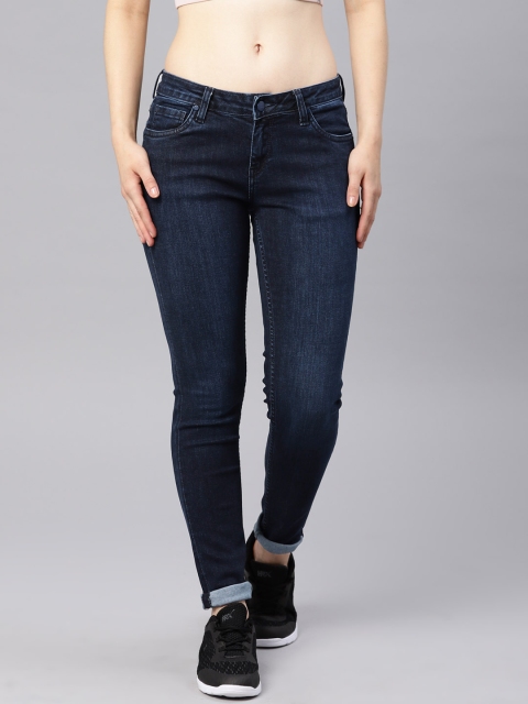 

HRX by Hrithik Roshan Women Blue Skinny Fit Mid-Rise Clean Look Stretchable Jeans