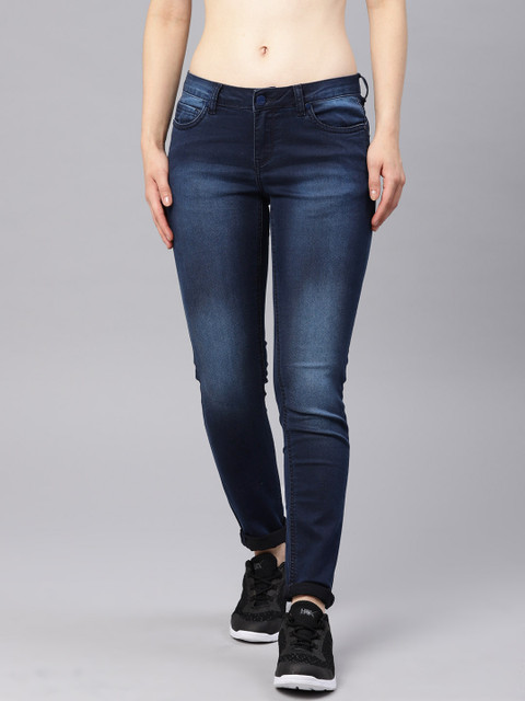 

HRX by Hrithik Roshan Women Blue Skinny Fit Mid-Rise Clean Look Stretchable Jeans