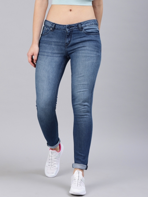 

HRX by Hrithik Roshan Women Blue Skinny Fit Mid-Rise Clean Look Stretchable Jeans