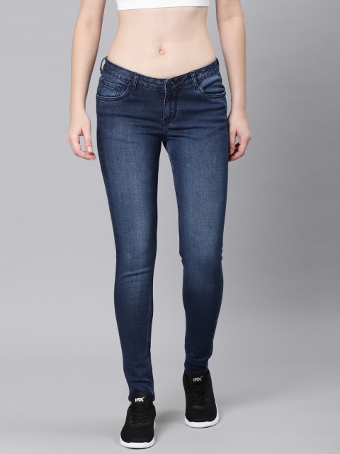 

HRX by Hrithik Roshan Women Blue Skinny Fit Mid-Rise Clean Look Stretchable Jeans