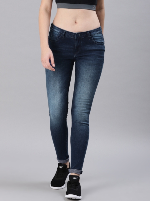 

HRX by Hrithik Roshan Women Blue Skinny Fit Mid-Rise Jeans