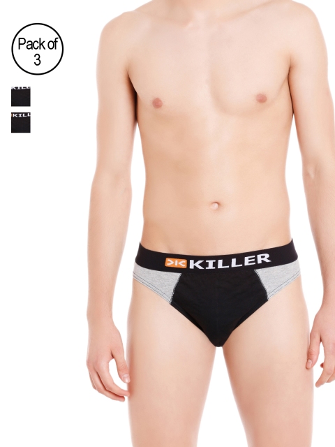 

Killer Men Pack of 3 Black & Grey Colorblocked Briefs KLBRF-104