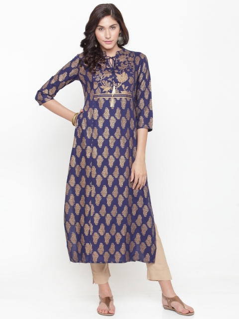 

Varanga Women Blue & Beige Printed Kurta with Trousers