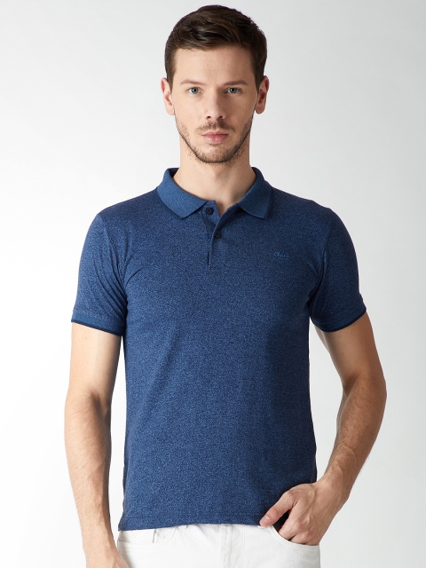 

Okane Men Blue Solid Polo Collar T-shirt