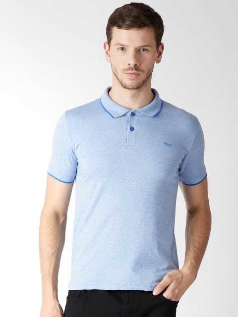 

Okane Men Blue Solid Polo Collar T-shirt