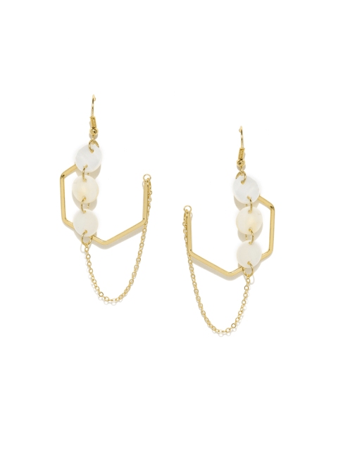 

OOMPH Gold-Toned & White Contemporary Drop Earrings