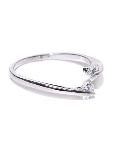 

OOMPH Women Silver-Toned White CZ Studded Ring