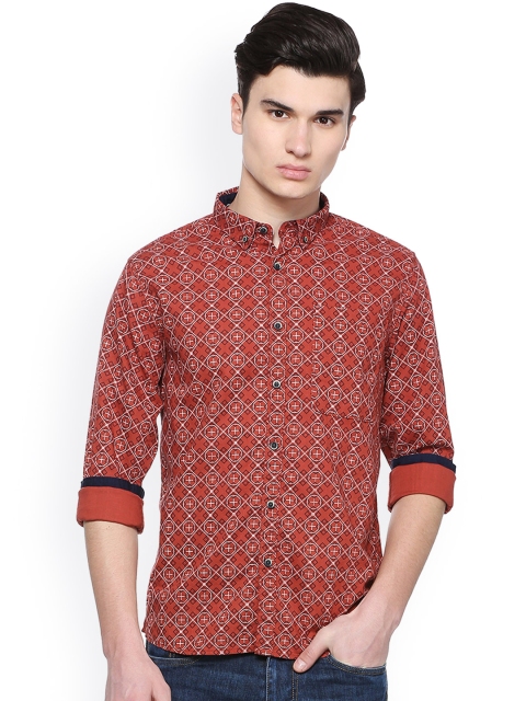 

People Men Maroon Regular Fit Printed Casual Shirt