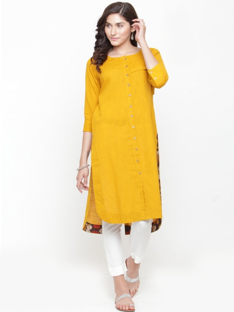 

Varanga Women Yellow Solid Straight Kurta