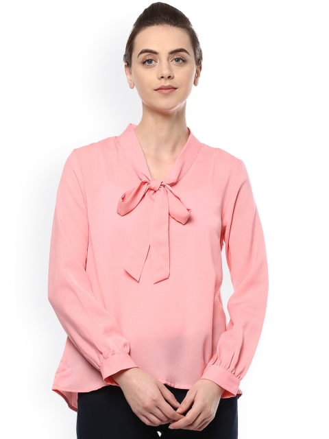 

People Women Pink Solid A-Line Top