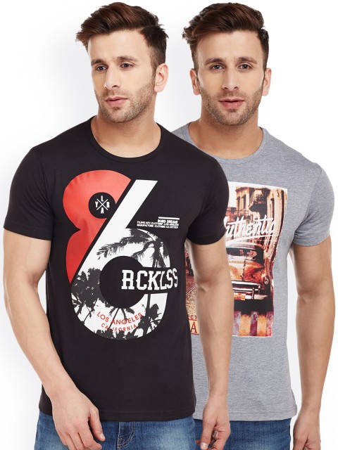 

VIMAL JONNEY Men Pack of 2 T-shirts, Grey melange